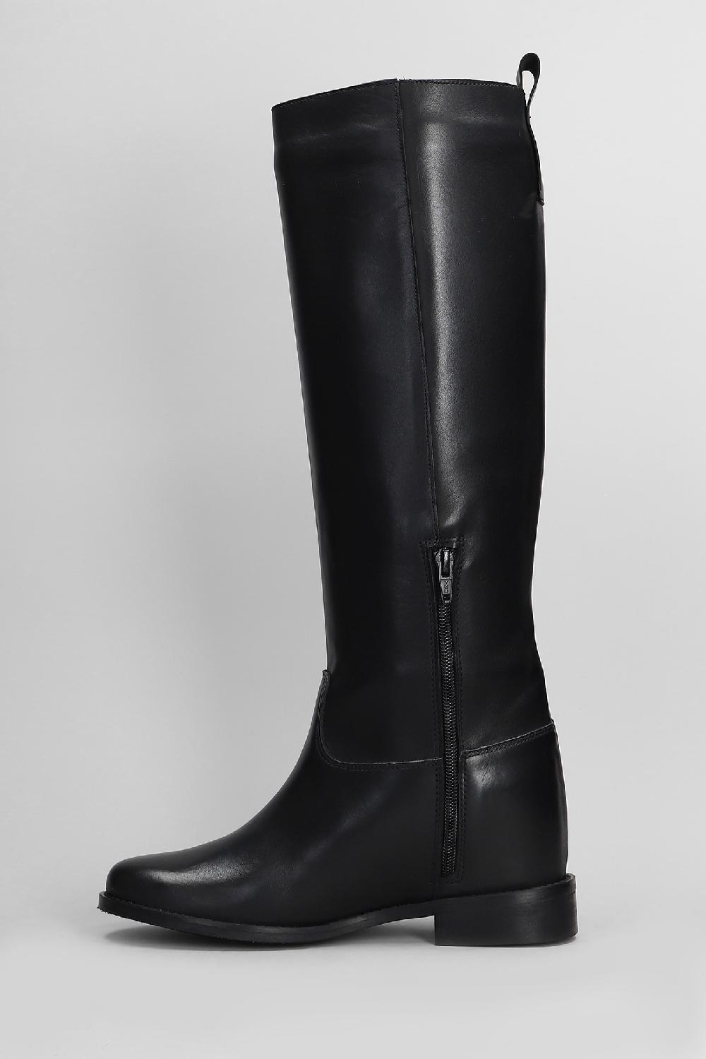 Deliberti Gisel Moire Stivale Zeppa Interna Marracash In Pelle Nera Cod. 409183 - Deliberti The Luxury Shopping