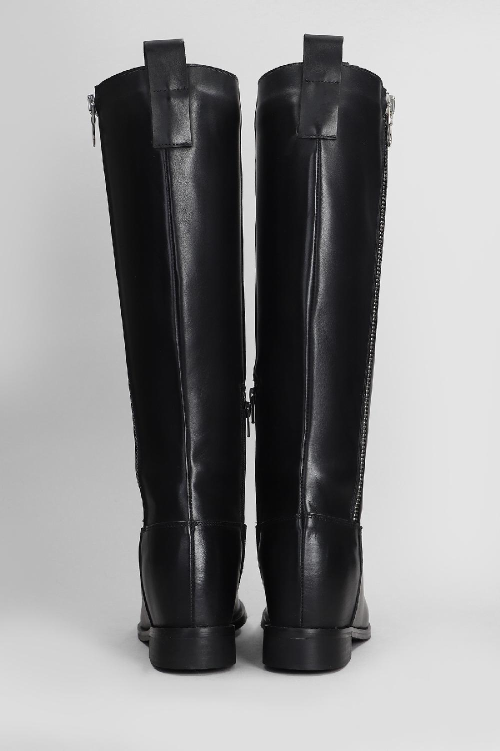 Deliberti Gisel Moire Stivale Zeppa Interna Marracash In Pelle Nera Cod. 409183 - Deliberti The Luxury Shopping