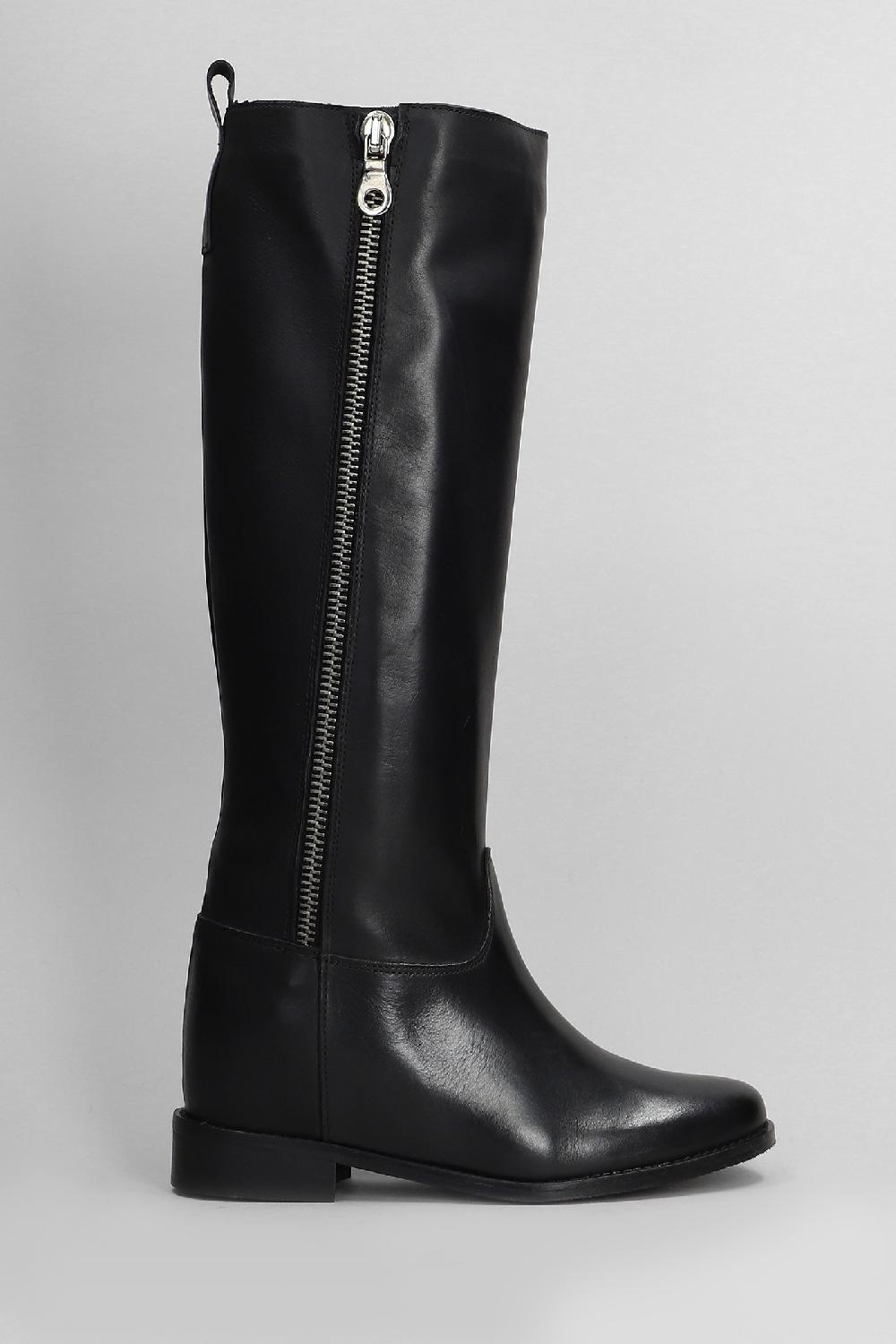 Deliberti Gisel Moire Stivale zeppa interna marracash in pelle nera cod. 409183 - Deliberti The Luxury Shopping