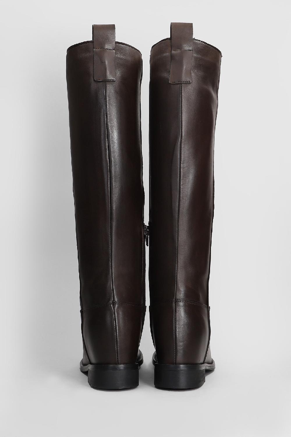 Deliberti Gisel Moire Stivale Zeppa Interna Perla In Pelle Testa Di Moro Cod. 409184 - Deliberti The Luxury Shopping