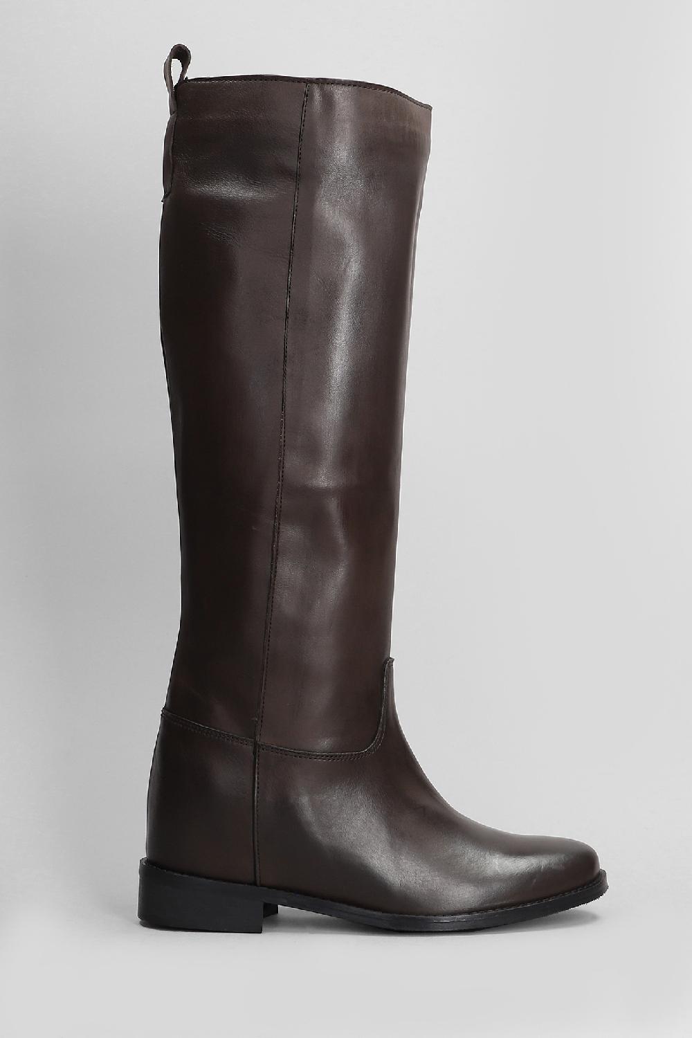 Deliberti Gisel Moire Stivale zeppa interna perla in pelle testa di moro cod. 409184 - Deliberti The Luxury Shopping