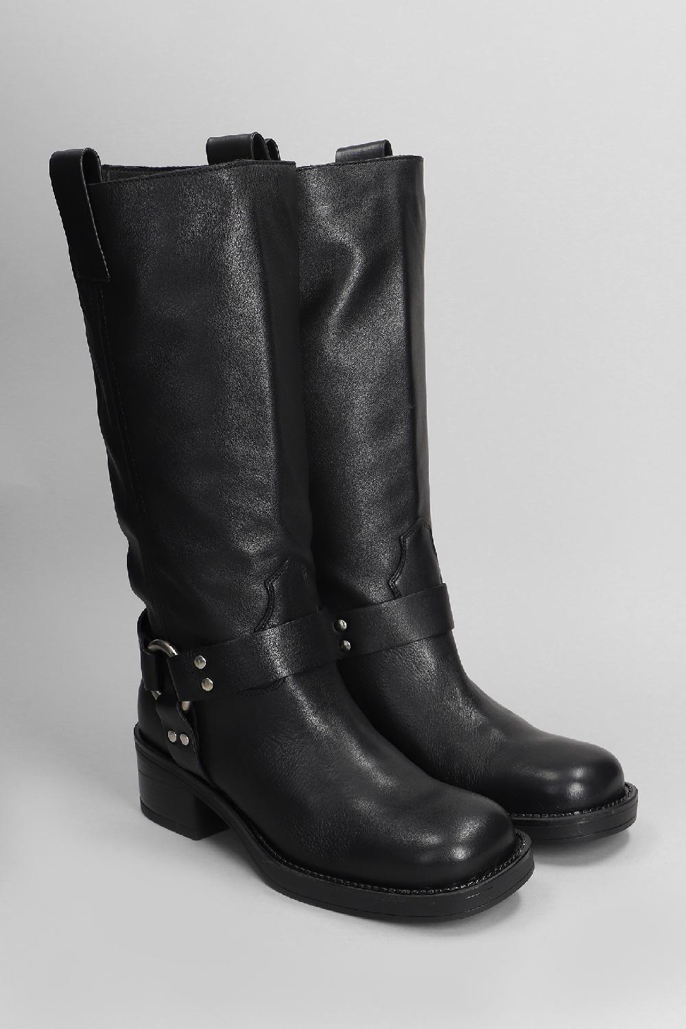 Deliberti Gisel Moire Stivali Tacco Alto Blackpool In Pelle Nera Cod. 404215 - Deliberti The Luxury Shopping