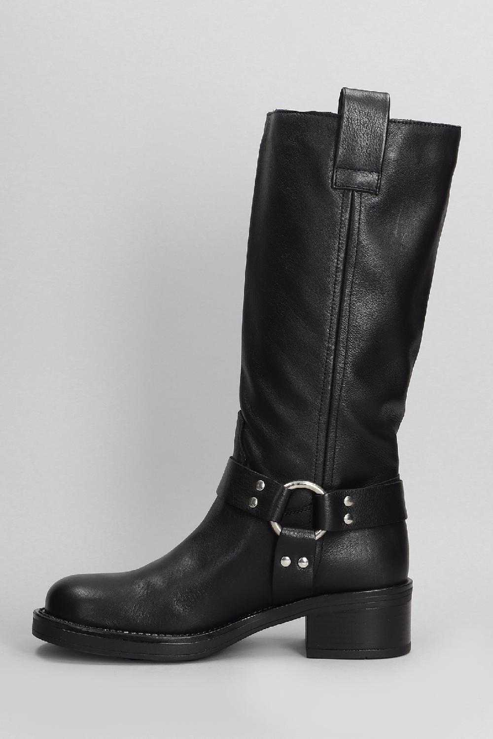 Deliberti Gisel Moire Stivali Tacco Alto Blackpool In Pelle Nera Cod. 404215 - Deliberti The Luxury Shopping