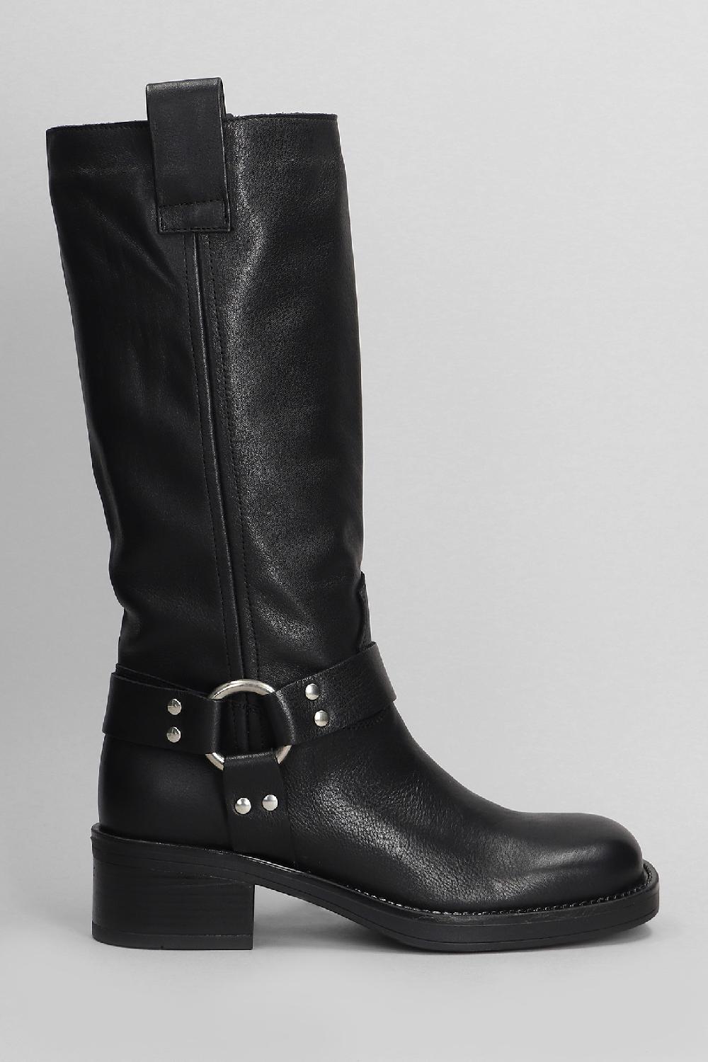 Deliberti Gisel Moire Stivali tacco alto blackpool in pelle nera cod. 404215 - Deliberti The Luxury Shopping