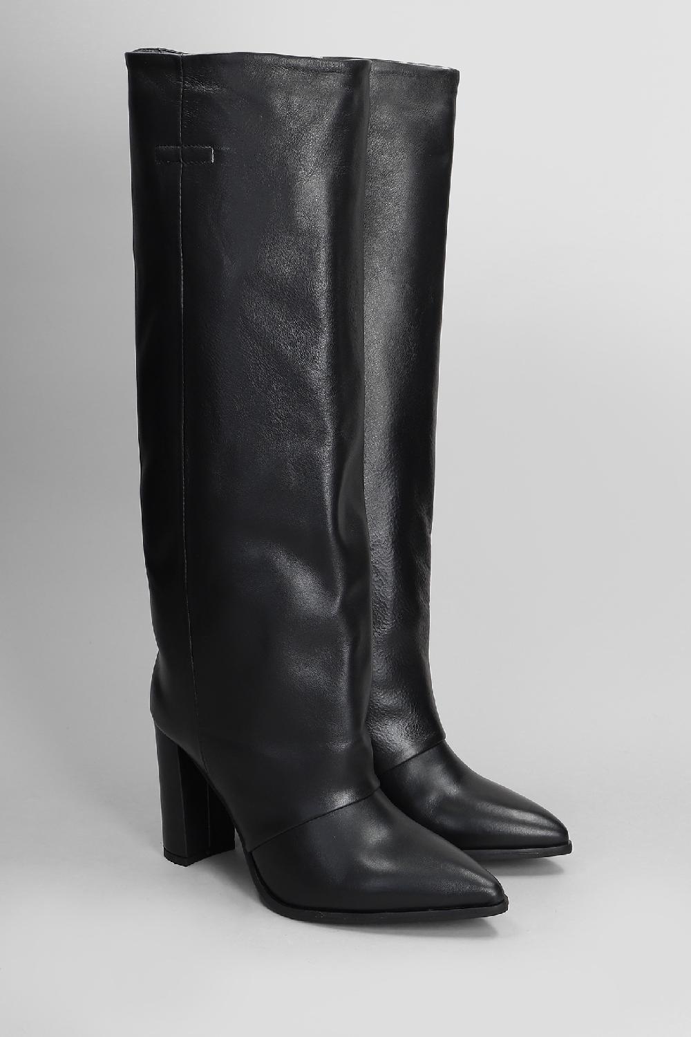 Deliberti Gisel Moire Stivali Tacco Alto Dixi In Pelle Nera Cod. 409654 - Deliberti The Luxury Shopping