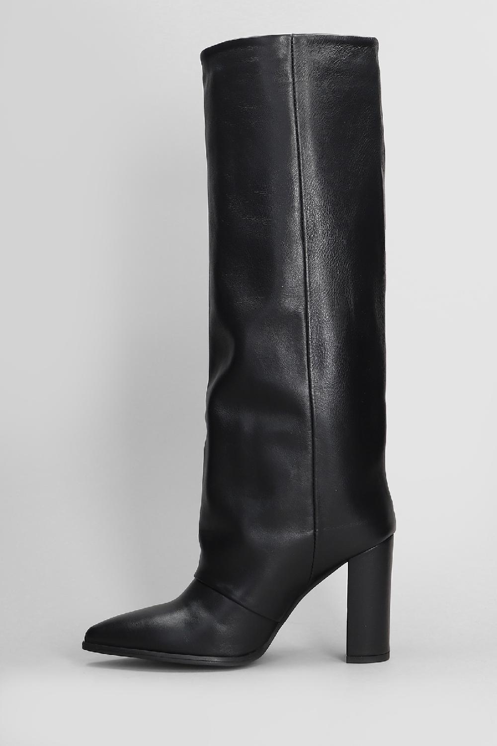 Deliberti Gisel Moire Stivali Tacco Alto Dixi In Pelle Nera Cod. 409654 - Deliberti The Luxury Shopping