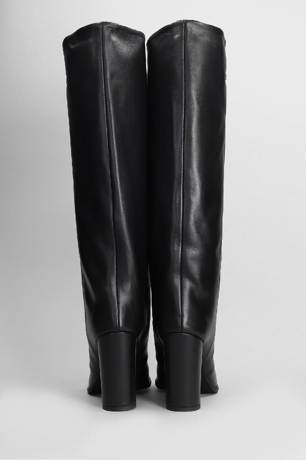 Deliberti Gisel Moire Stivali Tacco Alto Dixi In Pelle Nera Cod. 409654 - Deliberti The Luxury Shopping