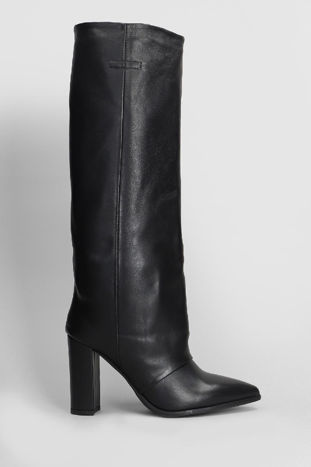 Deliberti Gisel Moire Stivali tacco alto dixi in pelle nera cod. 409654 - Deliberti The Luxury Shopping