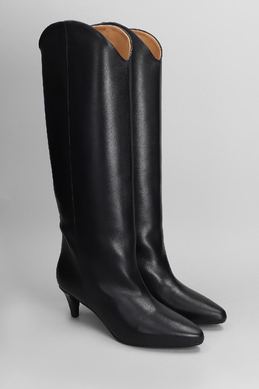 Deliberti Gisel Moire Stivali Tacco Alto Gitana In Pelle Nera Cod. 404219 - Deliberti The Luxury Shopping