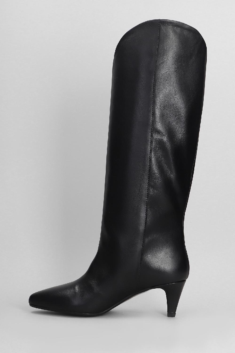 Deliberti Gisel Moire Stivali Tacco Alto Gitana In Pelle Nera Cod. 404219 - Deliberti The Luxury Shopping