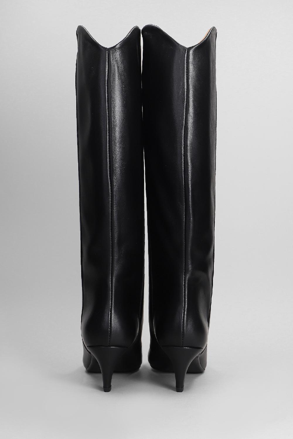 Deliberti Gisel Moire Stivali Tacco Alto Gitana In Pelle Nera Cod. 404219 - Deliberti The Luxury Shopping