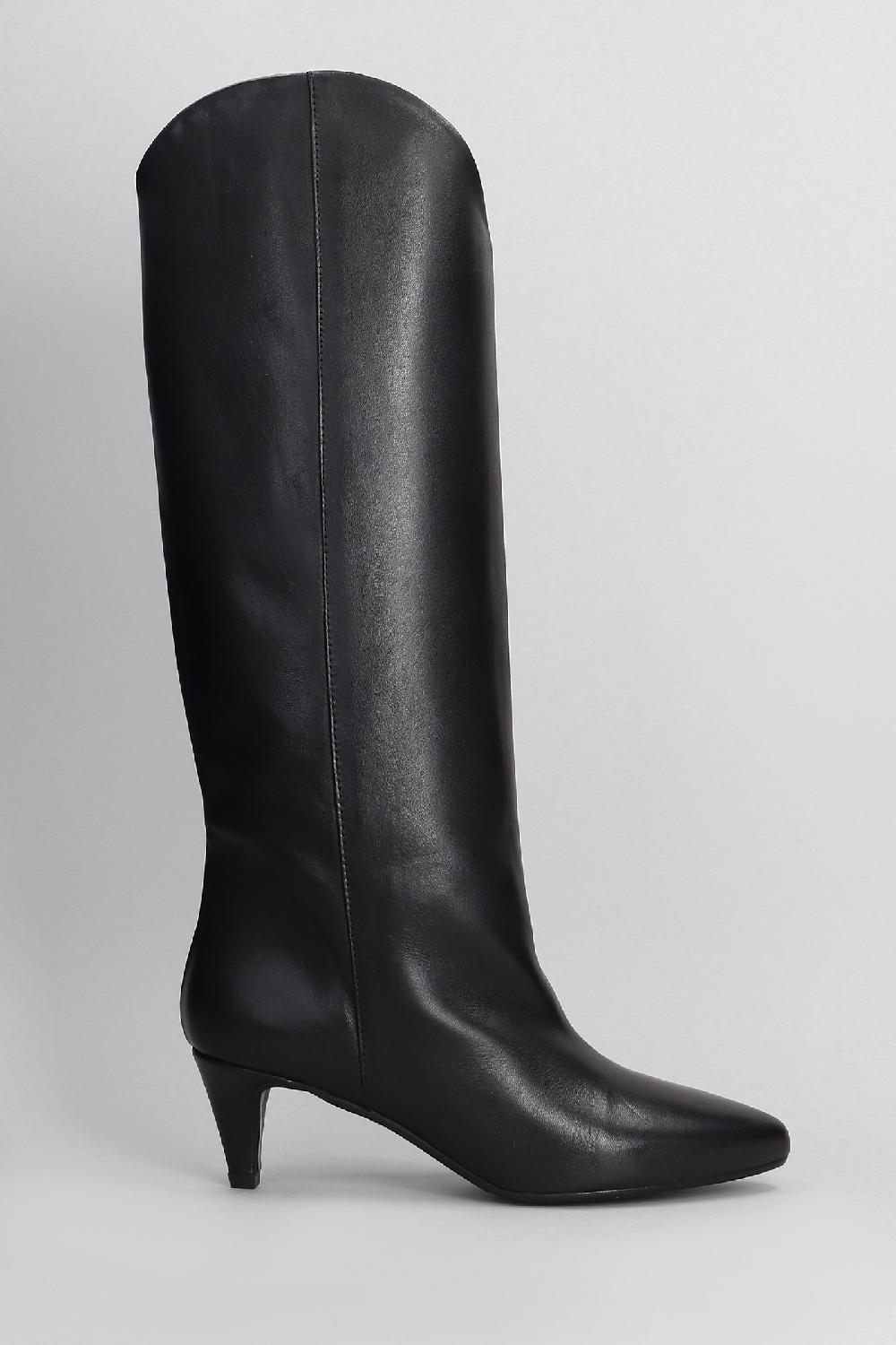 Deliberti Gisel Moire Stivali tacco alto gitana in pelle nera cod. 404219 - Deliberti The Luxury Shopping