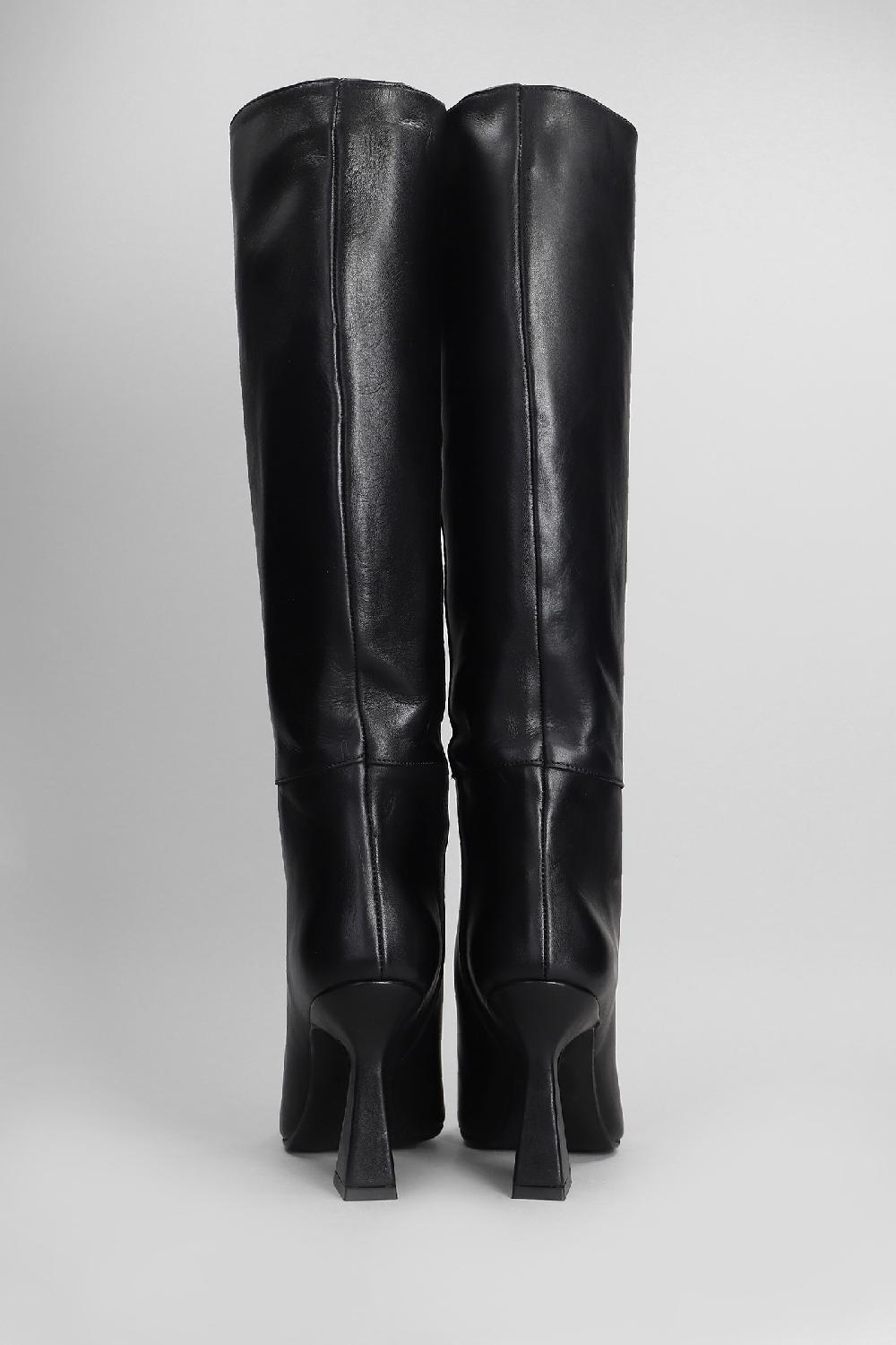 Deliberti Gisel Moire Stivali Tacco Alto Kimera In Pelle Nera Cod. 404216 - Deliberti The Luxury Shopping