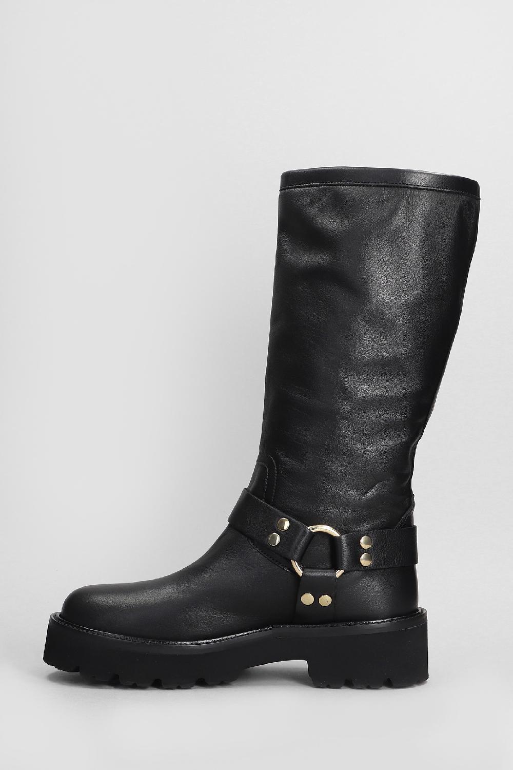 Deliberti Gisel Moire Stivali Tacco Basso Samuel In Pelle Nera Cod. 405269 - Deliberti The Luxury Shopping