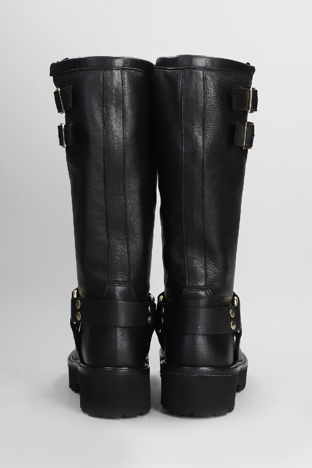 Deliberti Gisel Moire Stivali Tacco Basso Samuel In Pelle Nera Cod. 405269 - Deliberti The Luxury Shopping