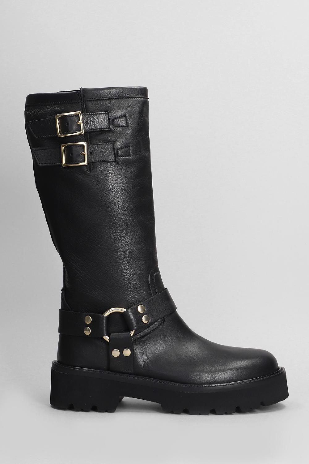 Deliberti Gisel Moire Stivali tacco basso samuel in pelle nera cod. 405269 - Deliberti The Luxury Shopping