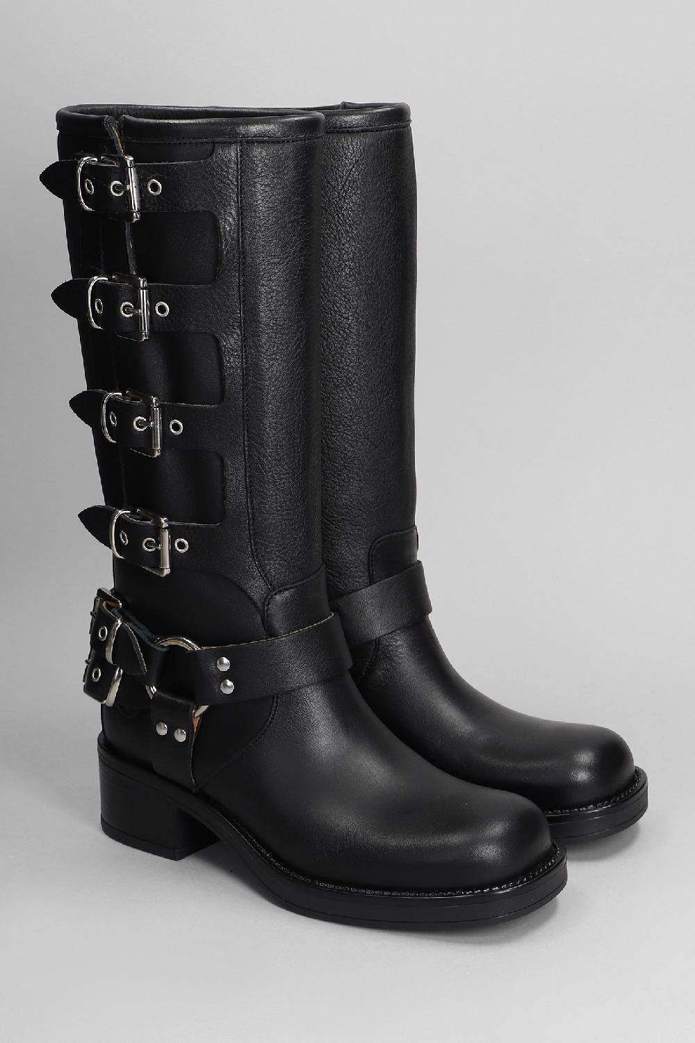 Deliberti Gisel Moire Stivali Tacco Basso Windsor In Pelle Nera Cod. 397853 - Deliberti The Luxury Shopping