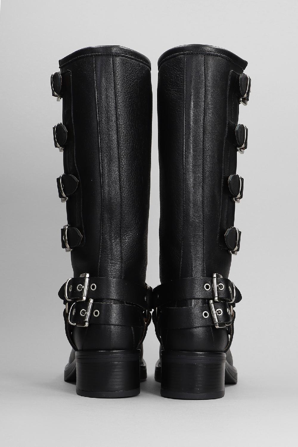 Deliberti Gisel Moire Stivali Tacco Basso Windsor In Pelle Nera Cod. 397853 - Deliberti The Luxury Shopping