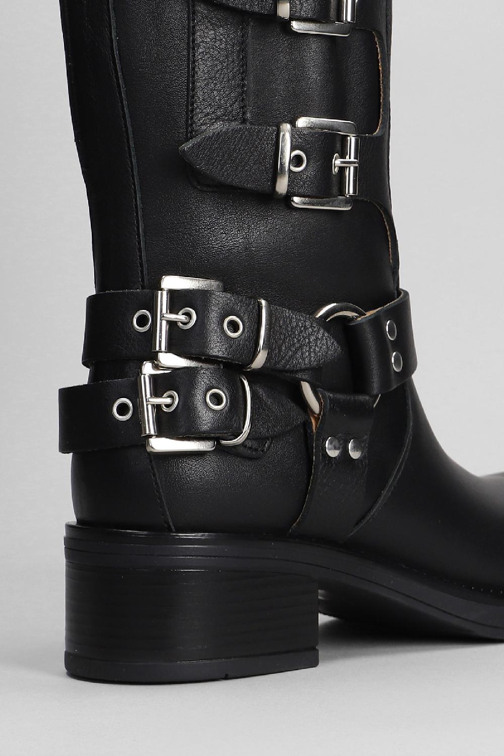 Deliberti Gisel Moire Stivali Tacco Basso Windsor In Pelle Nera Cod. 397853 - Deliberti The Luxury Shopping