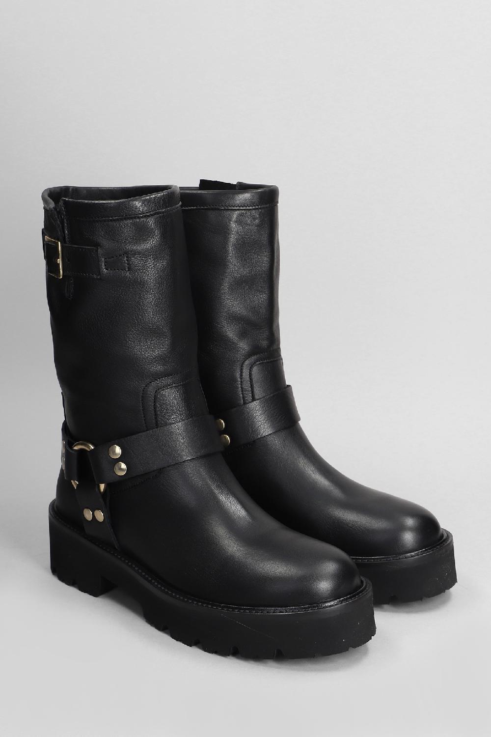 Deliberti Gisel Moire Tronchetti Tacco Basso Liam In Pelle Nera Cod. 405462 - Deliberti The Luxury Shopping