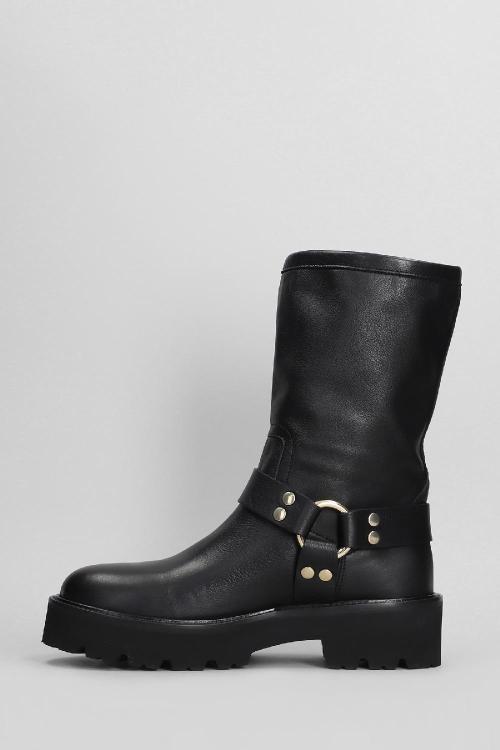 Deliberti Gisel Moire Tronchetti Tacco Basso Liam In Pelle Nera Cod. 405462 - Deliberti The Luxury Shopping