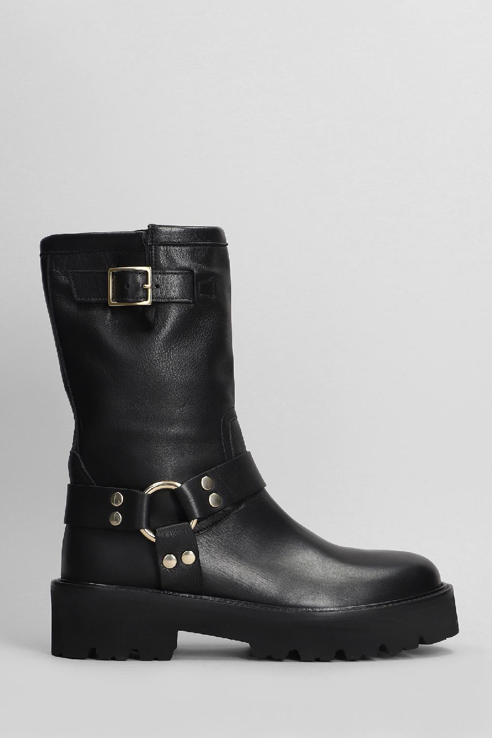 Deliberti Gisel Moire Tronchetti tacco basso liam in pelle nera cod. 405462 - Deliberti The Luxury Shopping