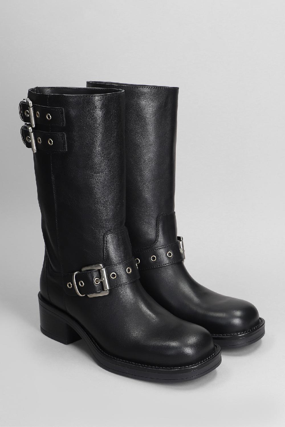 Deliberti Gisel Moire Tronchetti Tacco Basso York In Pelle Nera Cod. 404221 - Deliberti The Luxury Shopping