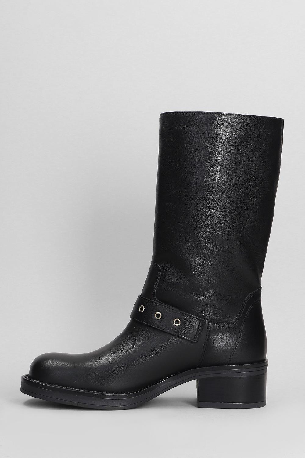 Deliberti Gisel Moire Tronchetti Tacco Basso York In Pelle Nera Cod. 404221 - Deliberti The Luxury Shopping