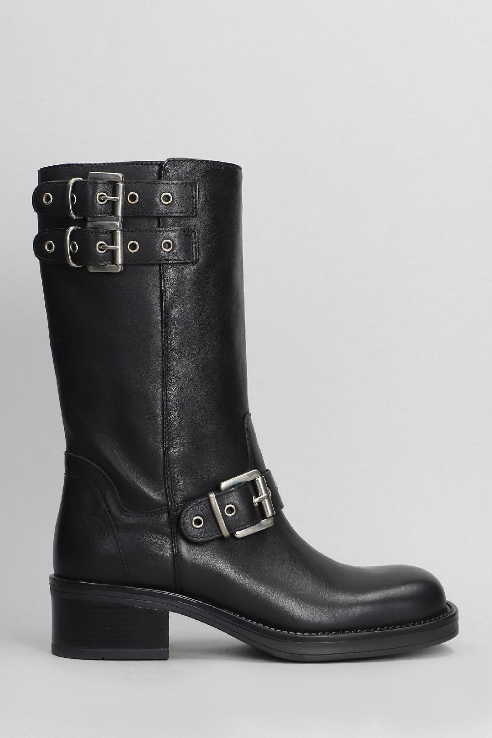 Deliberti Gisel Moire Tronchetti tacco basso york in pelle nera cod. 404221 - Deliberti The Luxury Shopping