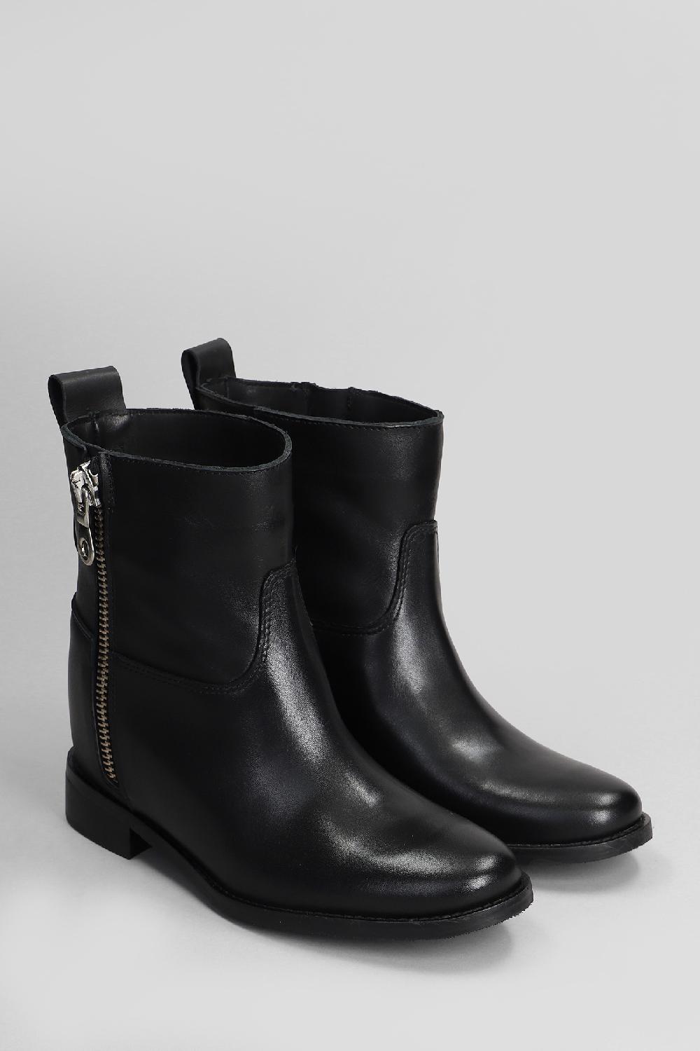 Deliberti Gisel Moire Tronchetto Zeppa Interna Agadir In Pelle Nera Cod. 409178 - Deliberti The Luxury Shopping