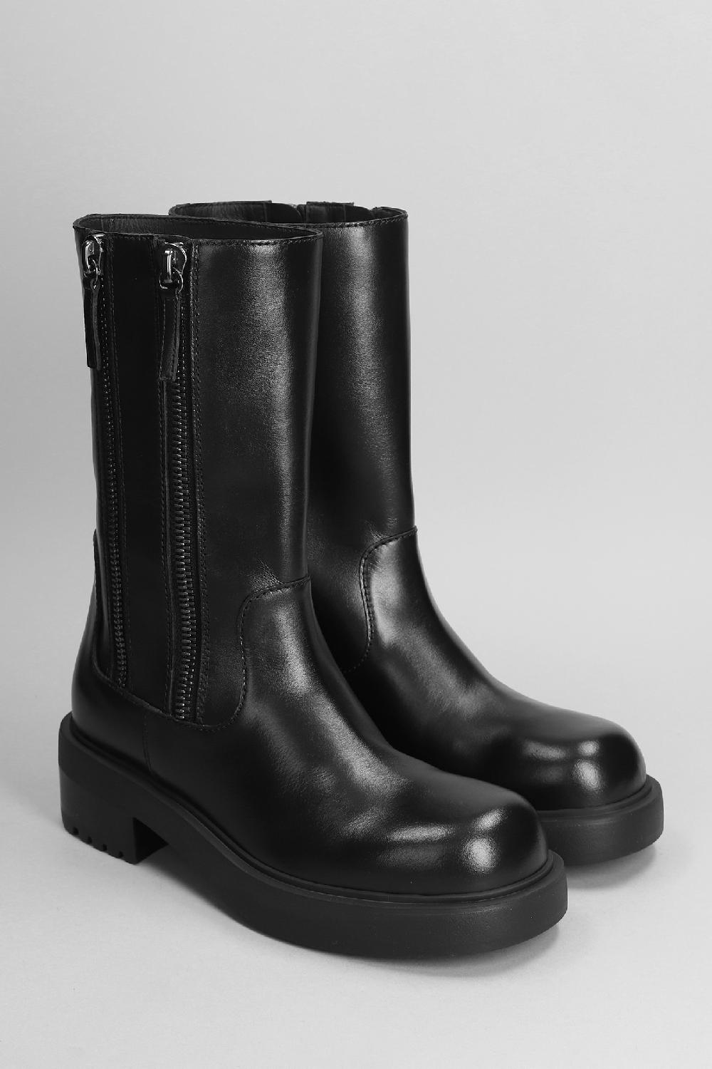 Deliberti Giuseppe Zanotti Anfibi Foustine In Pelle Nera Cod. 403355 - Deliberti The Luxury Shopping