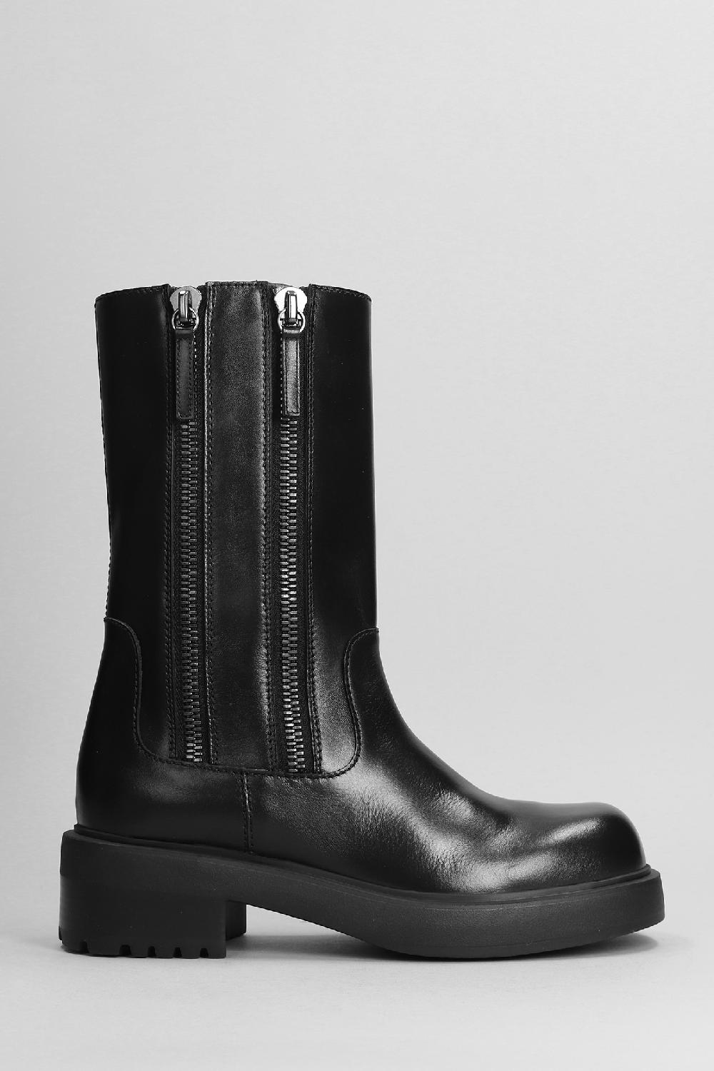 Deliberti Giuseppe Zanotti Anfibi foustine in pelle nera cod. 403355 - Deliberti The Luxury Shopping