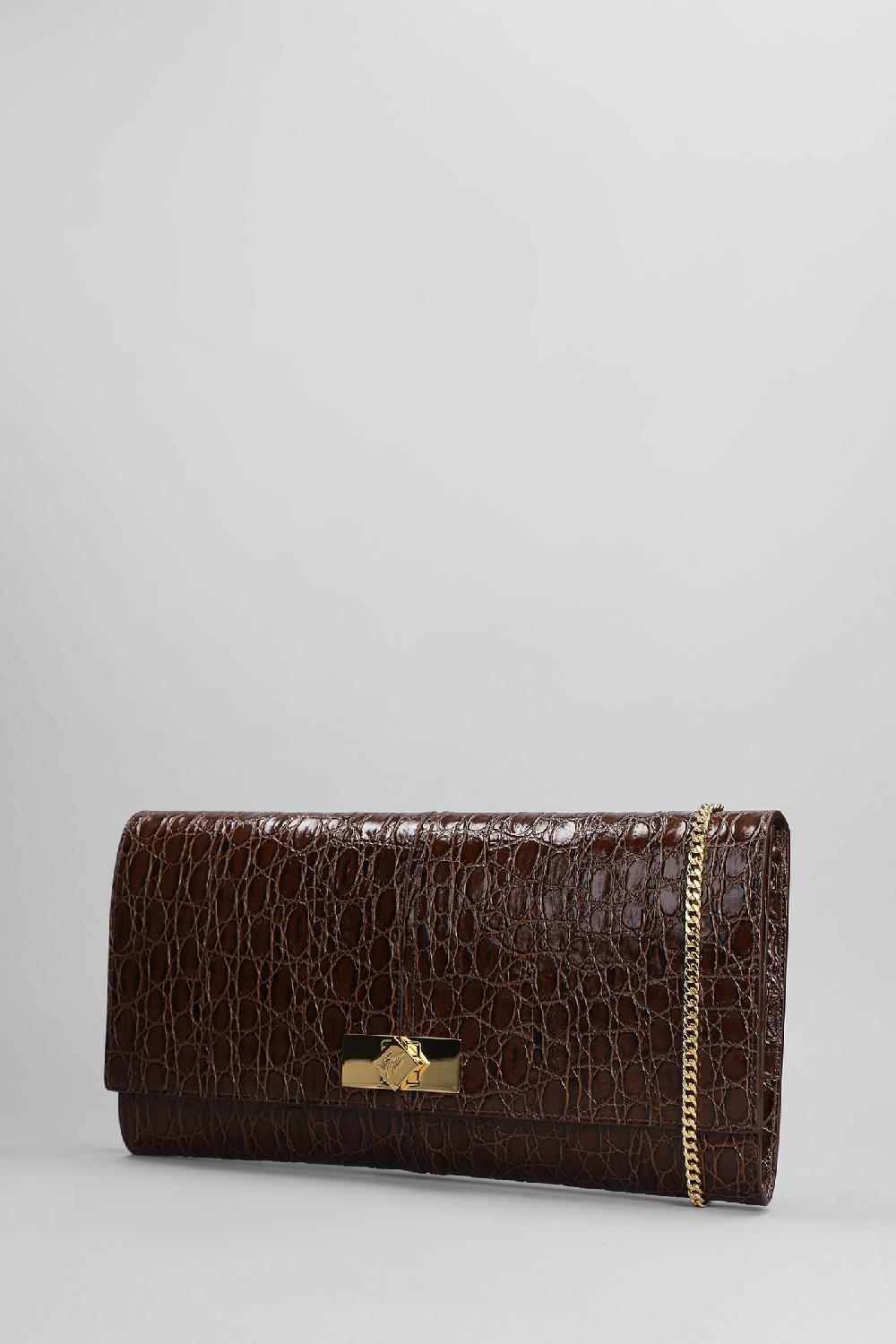 Deliberti Giuseppe Zanotti Pochette Montserrat Crocco In Pelle Marrone Cod. 402235 - Deliberti The Luxury Shopping