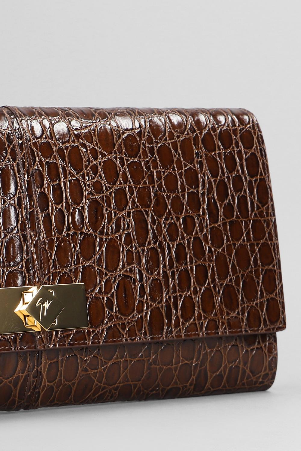 Deliberti Giuseppe Zanotti Pochette Montserrat Crocco In Pelle Marrone Cod. 402235 - Deliberti The Luxury Shopping