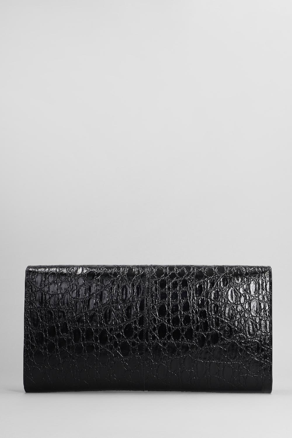 Deliberti Giuseppe Zanotti Pochette Montserrat Crocco In Pelle Nera Cod. 402236 - Deliberti The Luxury Shopping