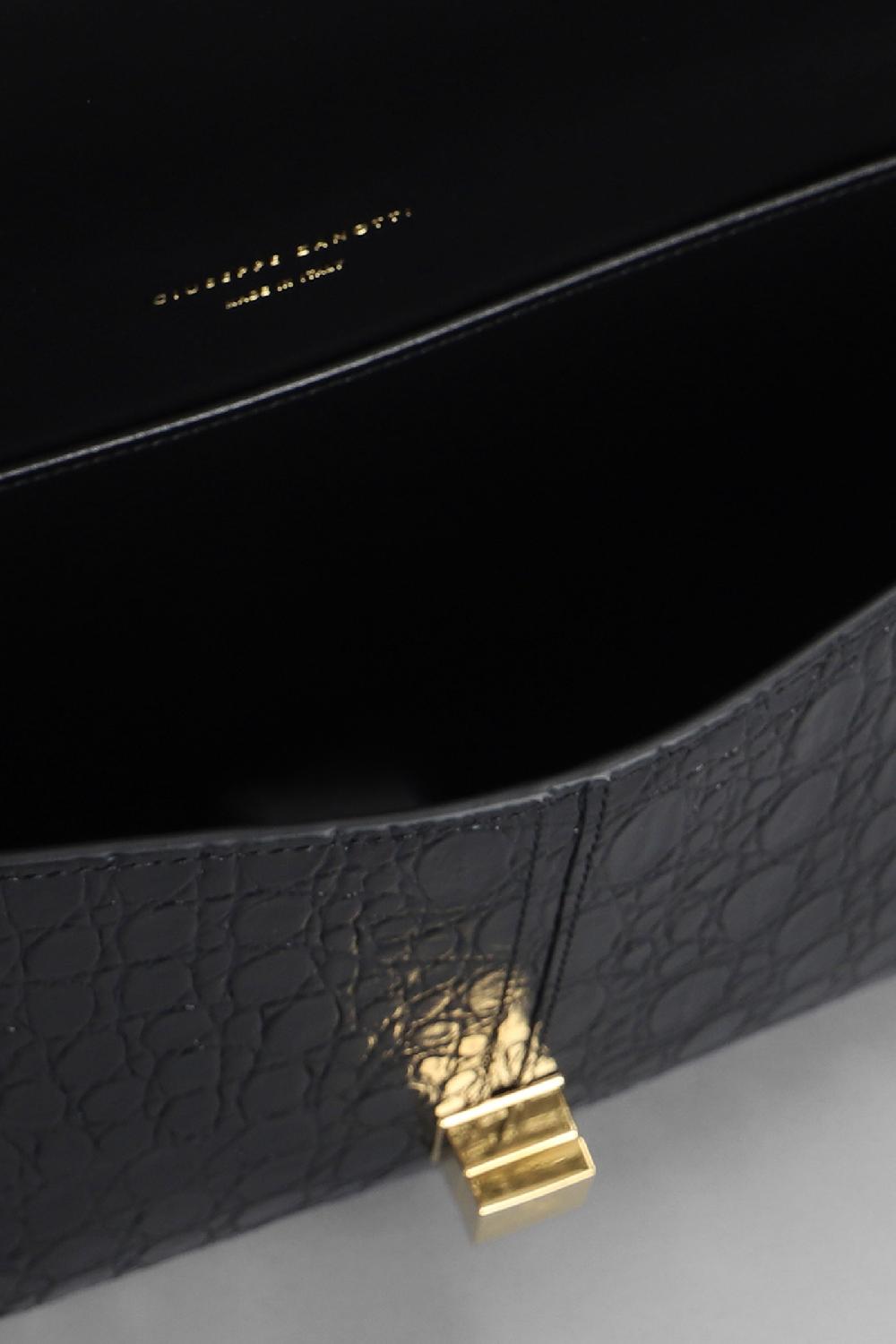 Deliberti Giuseppe Zanotti Pochette Montserrat Crocco In Pelle Nera Cod. 402236 - Deliberti The Luxury Shopping