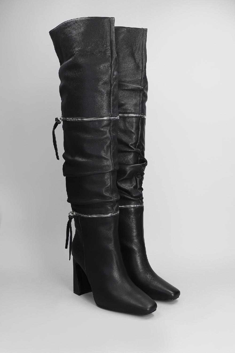 Deliberti Gold & Rouge Stivali Tacco Alto Hoki In Pelle Nera Cod. 405266 - Deliberti The Luxury Shopping