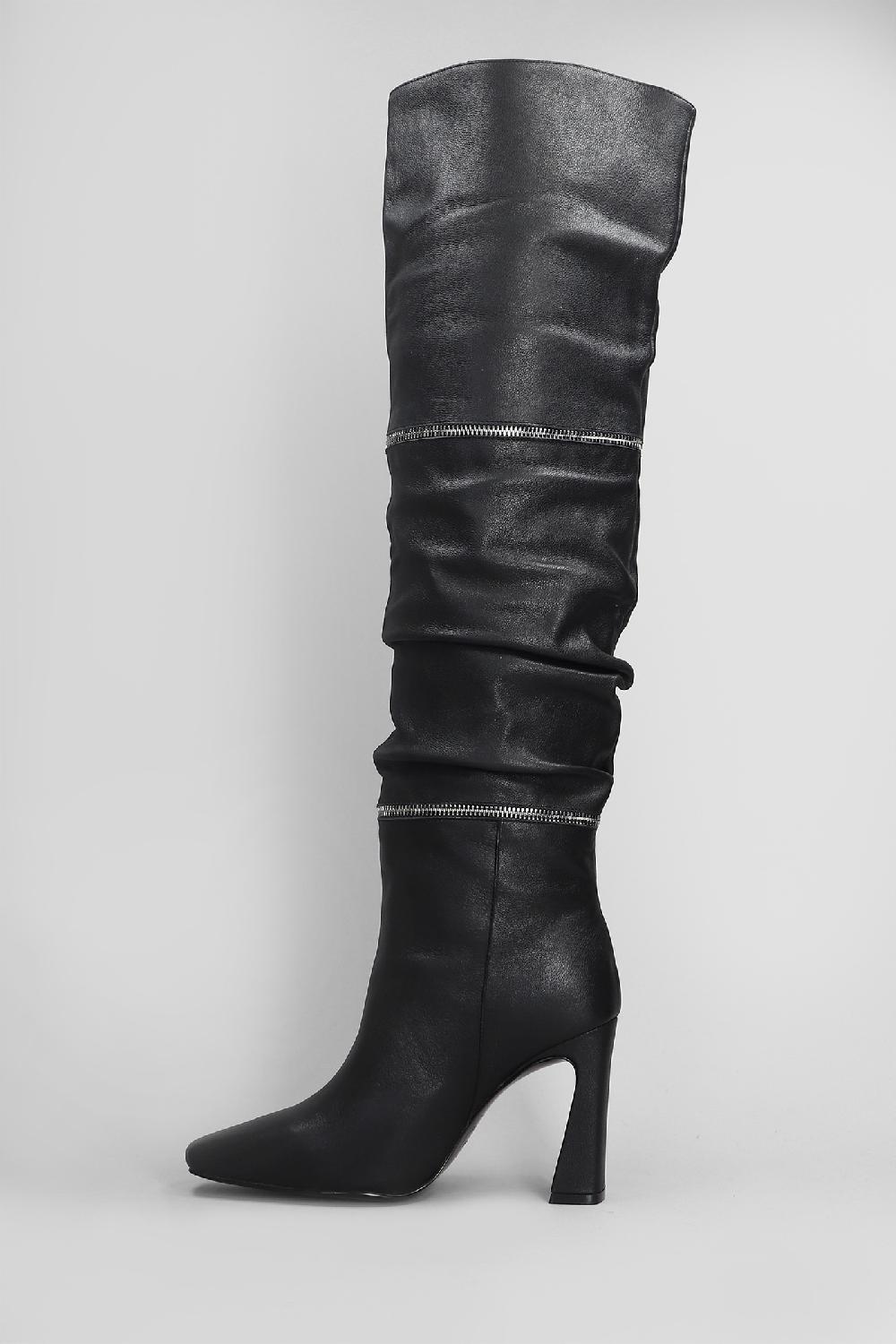 Deliberti Gold & Rouge Stivali Tacco Alto Hoki In Pelle Nera Cod. 405266 - Deliberti The Luxury Shopping