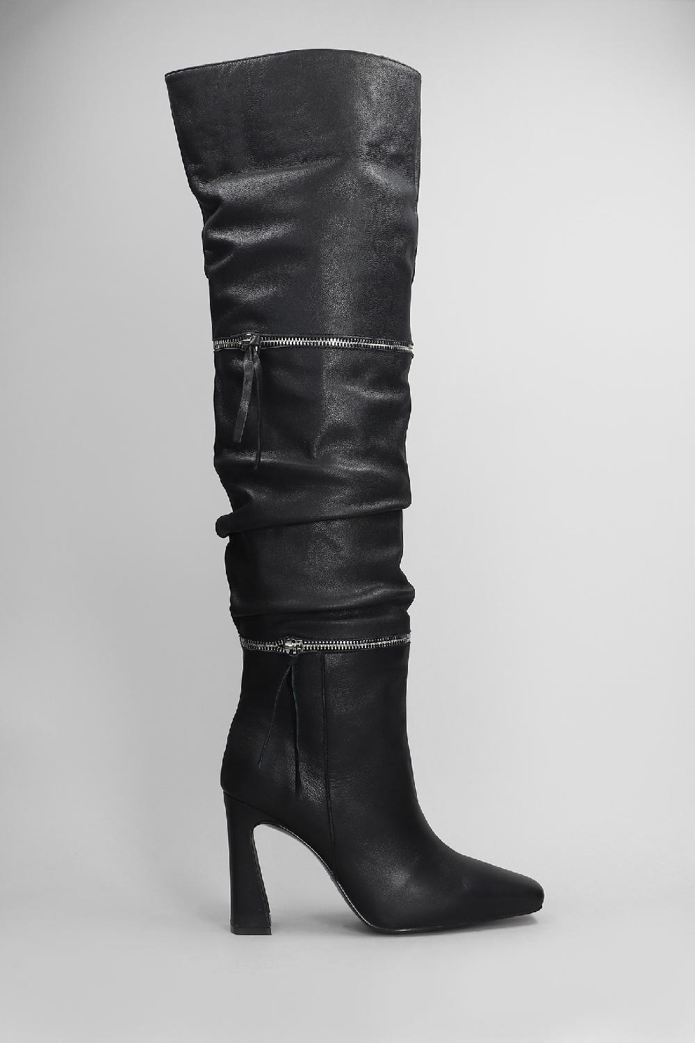 Deliberti Gold & Rouge Stivali tacco alto hoki in pelle nera cod. 405266 - Deliberti The Luxury Shopping
