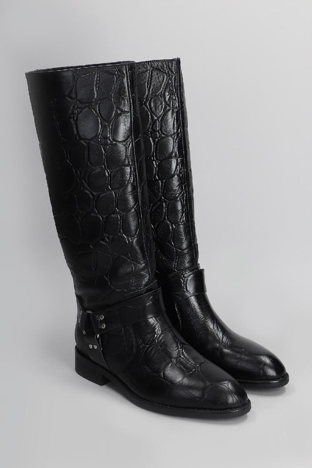 Deliberti Gold & Rouge Stivali Tacco Basso Lulu In Pelle Nera Cod. 405263 - Deliberti The Luxury Shopping
