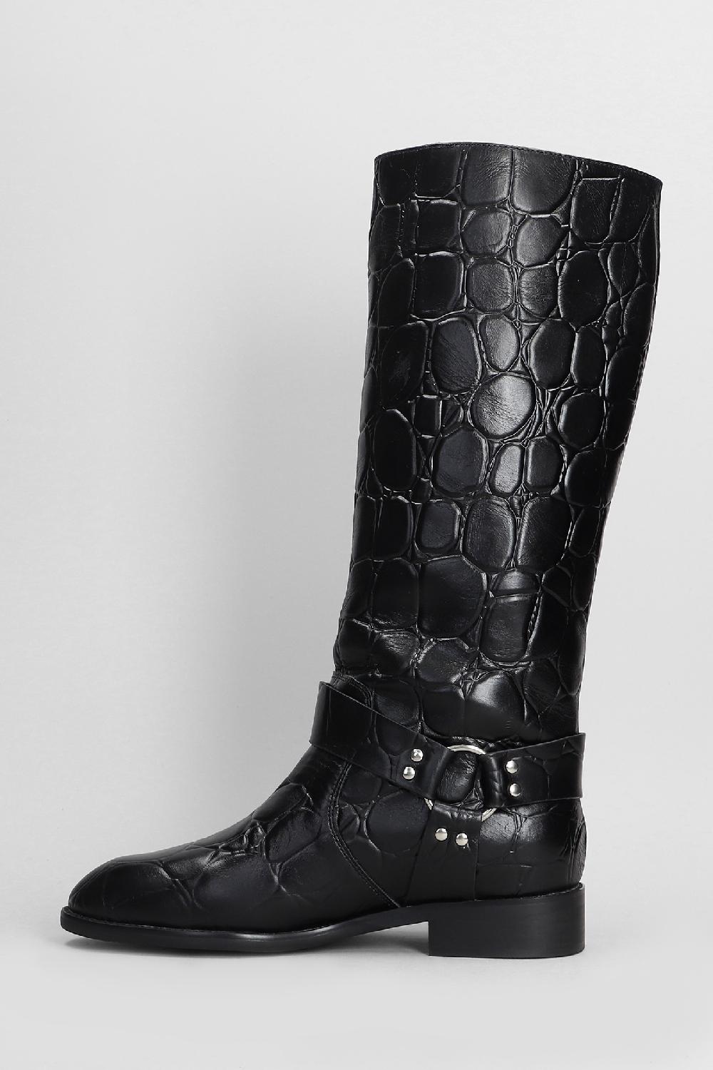 Deliberti Gold & Rouge Stivali Tacco Basso Lulu In Pelle Nera Cod. 405263 - Deliberti The Luxury Shopping