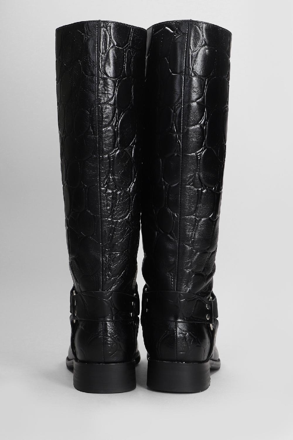 Deliberti Gold & Rouge Stivali Tacco Basso Lulu In Pelle Nera Cod. 405263 - Deliberti The Luxury Shopping