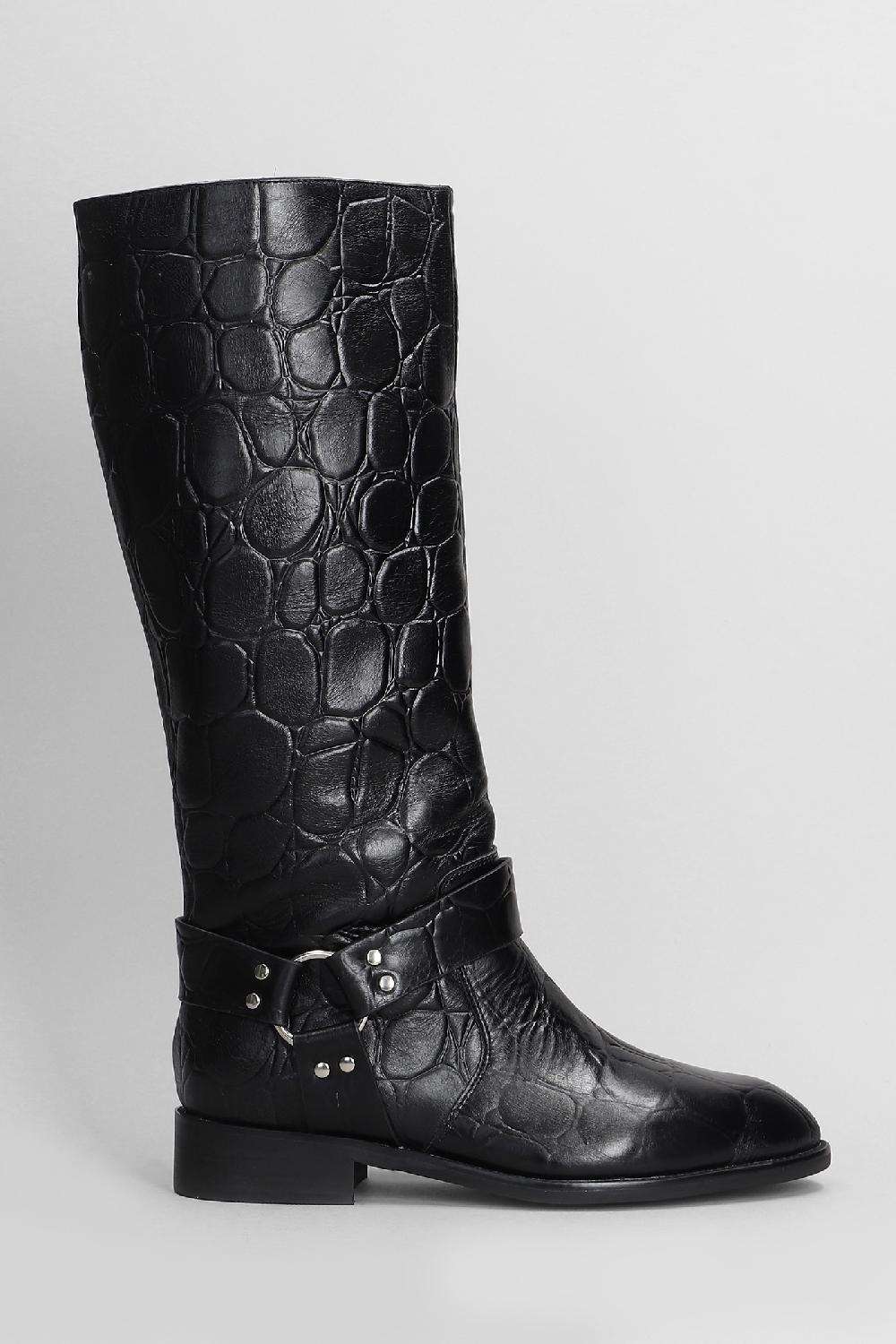 Deliberti Gold & Rouge Stivali tacco basso lulu in pelle nera cod. 405263 - Deliberti The Luxury Shopping