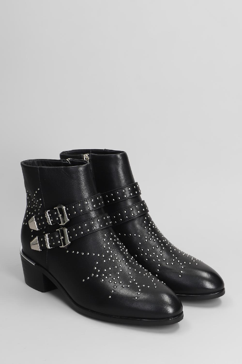 Deliberti Gold & Rouge Tronchetti Texani Studs In Pelle Nera Cod. 405262 - Deliberti The Luxury Shopping