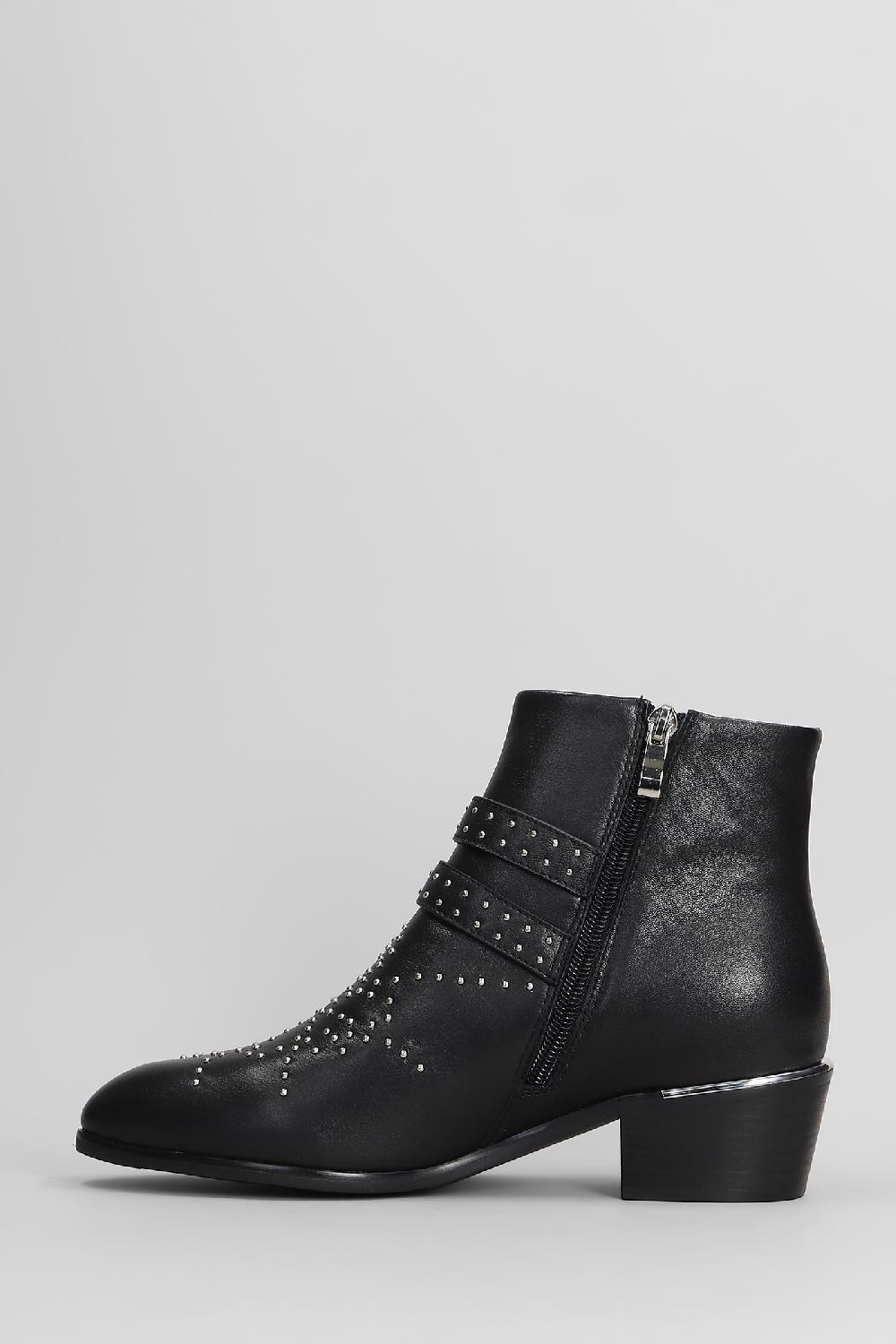 Deliberti Gold & Rouge Tronchetti Texani Studs In Pelle Nera Cod. 405262 - Deliberti The Luxury Shopping