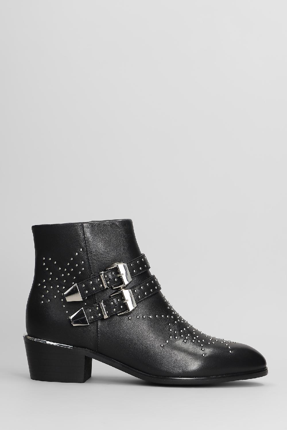 Deliberti Gold & Rouge Tronchetti texani studs in pelle nera cod. 405262 - Deliberti The Luxury Shopping