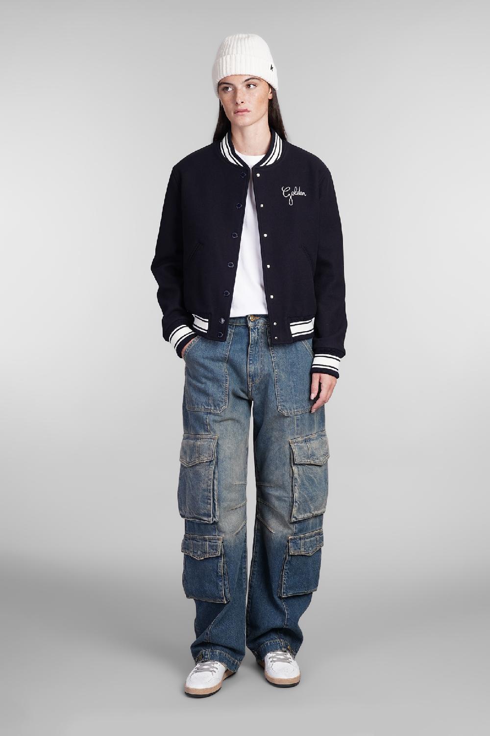 Deliberti Golden Goose Deluxe Brand Bomber In Lana Blu Cod. 404886 - Deliberti The Luxury Shopping