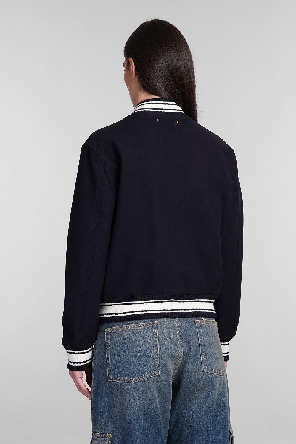 Deliberti Golden Goose Deluxe Brand Bomber In Lana Blu Cod. 404886 - Deliberti The Luxury Shopping