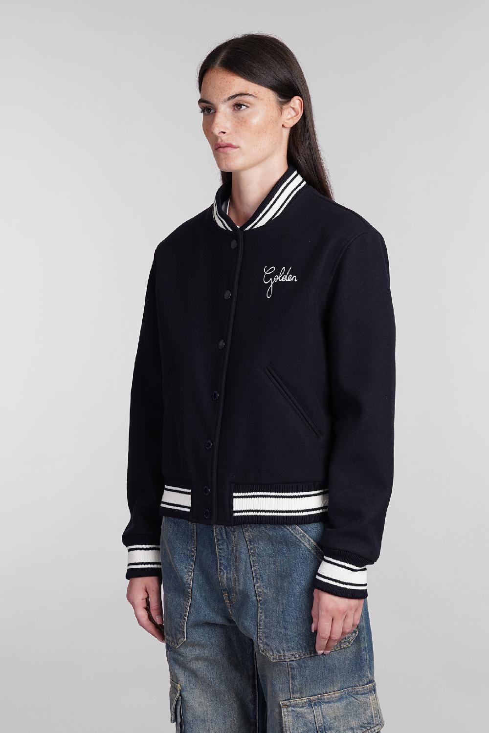 Deliberti Golden Goose Deluxe Brand Bomber In Lana Blu Cod. 404886 - Deliberti The Luxury Shopping