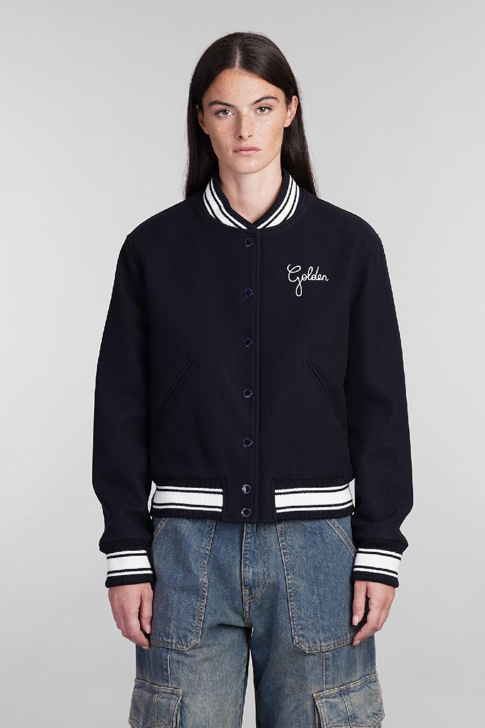 Deliberti Golden Goose Deluxe Brand Bomber in lana blu cod. 404886 - Deliberti The Luxury Shopping